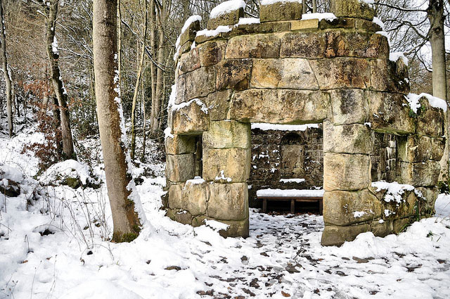 Rustic Temple in snow