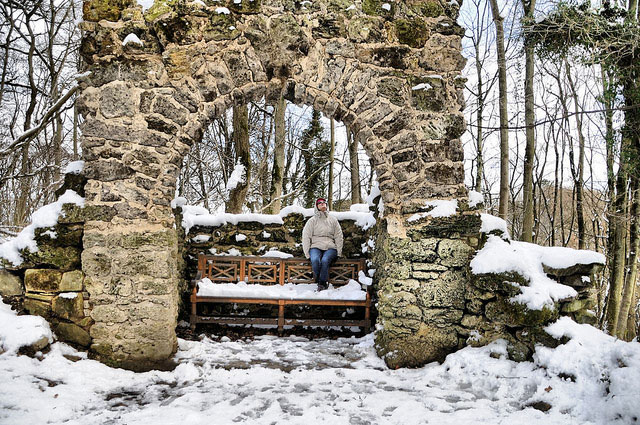 Grotto in snow