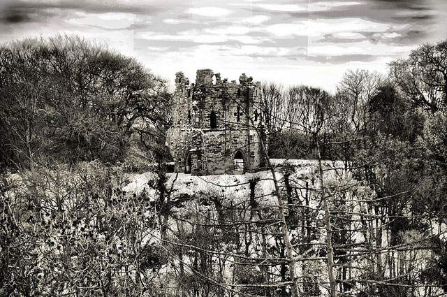 Mowbray Castle in Black and White