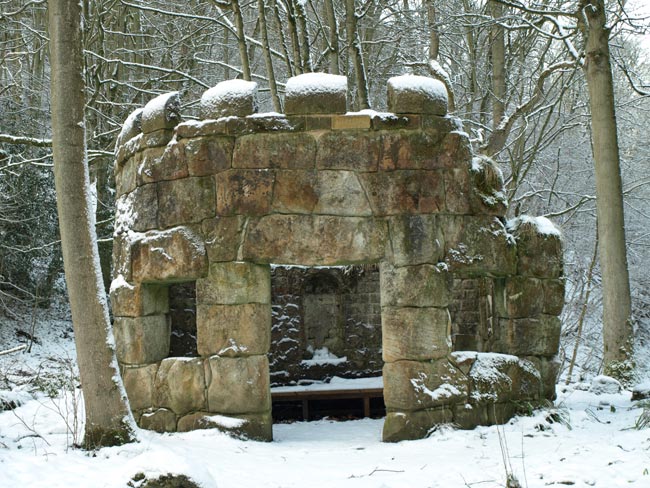 Rustic Temple in snow